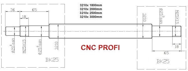 Set Kugelumlaufmutter mit CNC Präzision Kugelumlaufspindel fi 32 mm Steigung 10 mm Länge 2600 mm -Vorgearbeitet